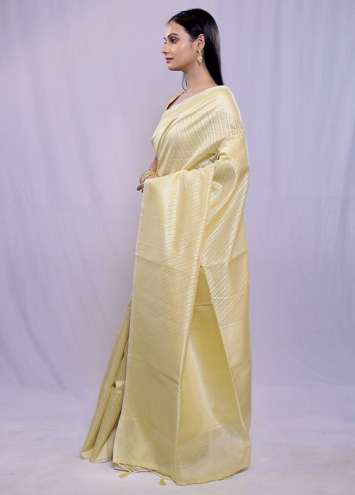 Cream Kora Silk Saree With Blouse Piece - Indian Silk House Agencies