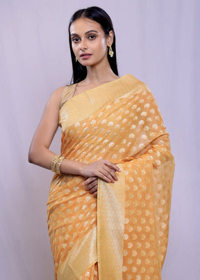 Yellow Kora Silk Saree With Blouse Piece - Indian Silk House Agencies