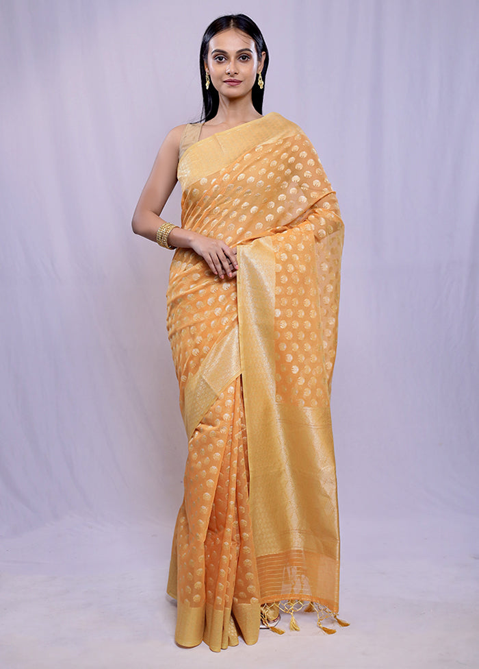 Yellow Kora Silk Saree With Blouse Piece - Indian Silk House Agencies