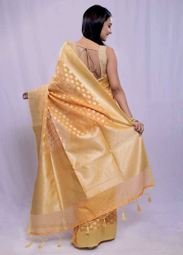 Yellow Kora Silk Saree With Blouse Piece - Indian Silk House Agencies