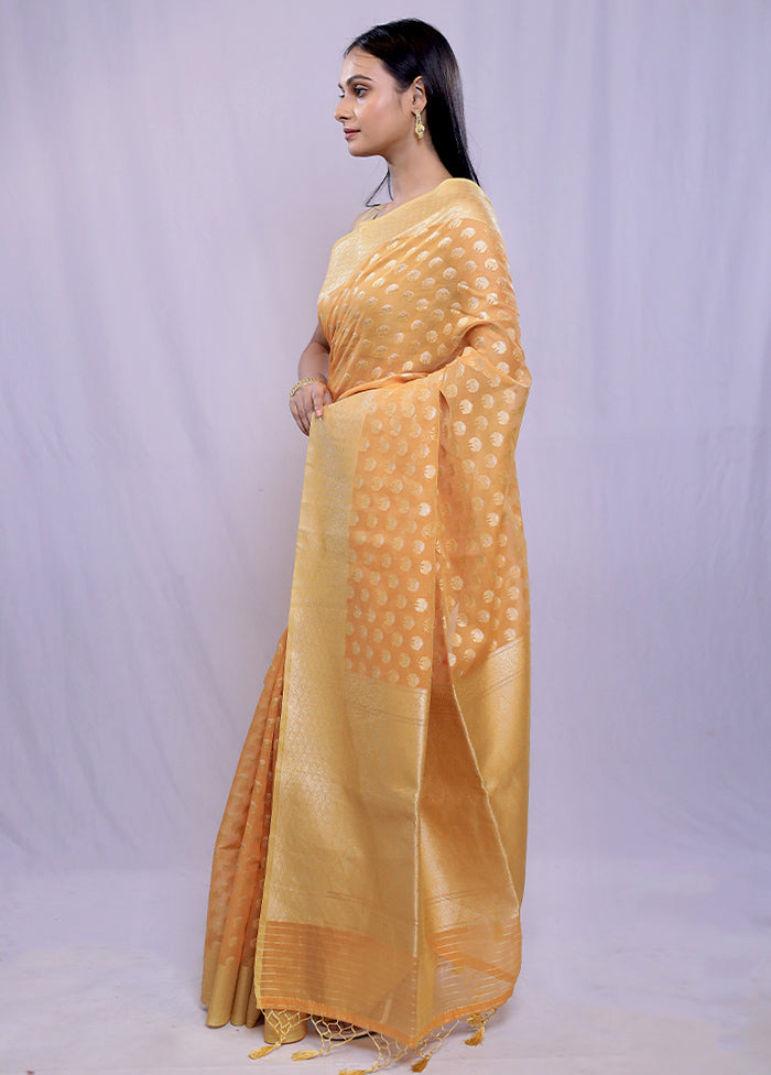 Yellow Kora Silk Saree With Blouse Piece - Indian Silk House Agencies