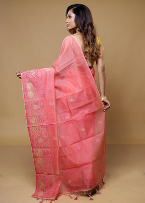 Pink Cotton Saree With Blouse Piece