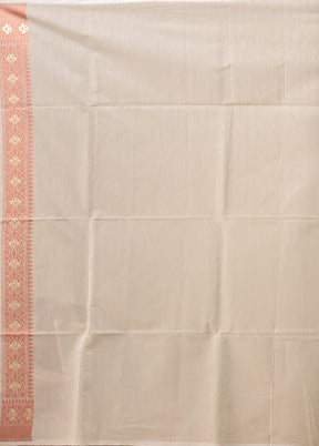 Cream Pure Cotton Saree With Blouse Piece