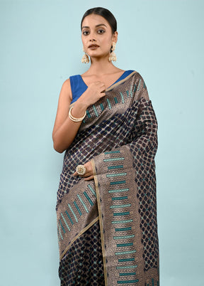 Blue Pure Cotton Saree With Blouse Piece - Indian Silk House Agencies