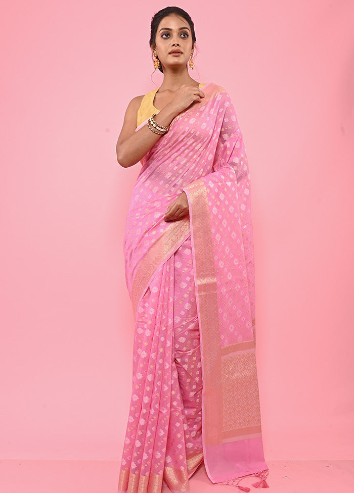 Pink Cotton Saree With Blouse Piece - Indian Silk House Agencies