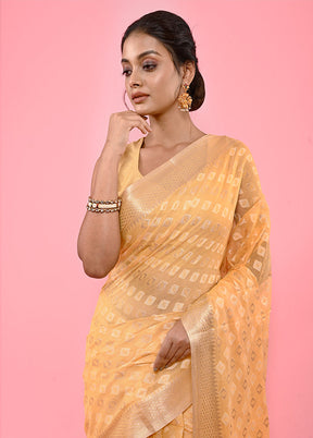 Yellow Cotton Saree With Blouse Piece - Indian Silk House Agencies