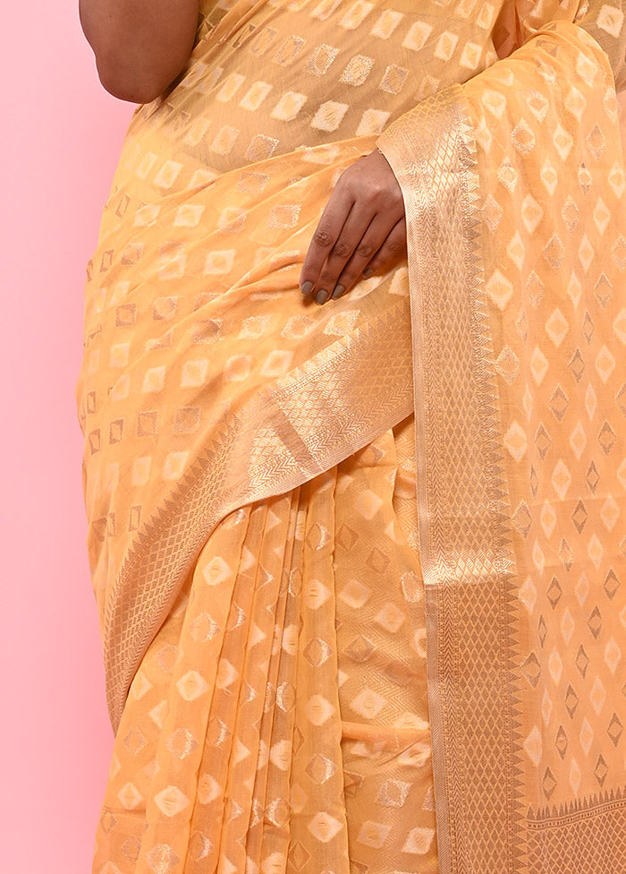 Yellow Cotton Saree With Blouse Piece - Indian Silk House Agencies