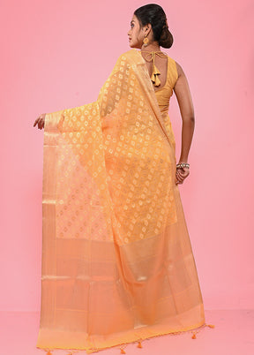 Yellow Cotton Saree With Blouse Piece - Indian Silk House Agencies