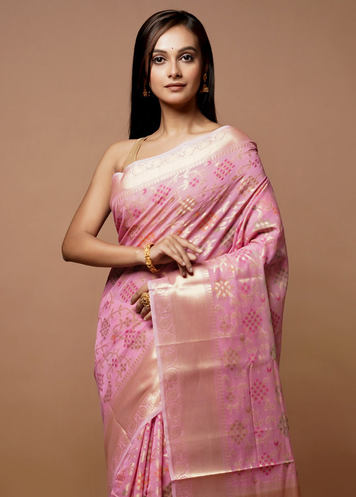 Pink Cotton Saree With Blouse Piece