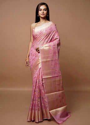 Pink Cotton Saree With Blouse Piece