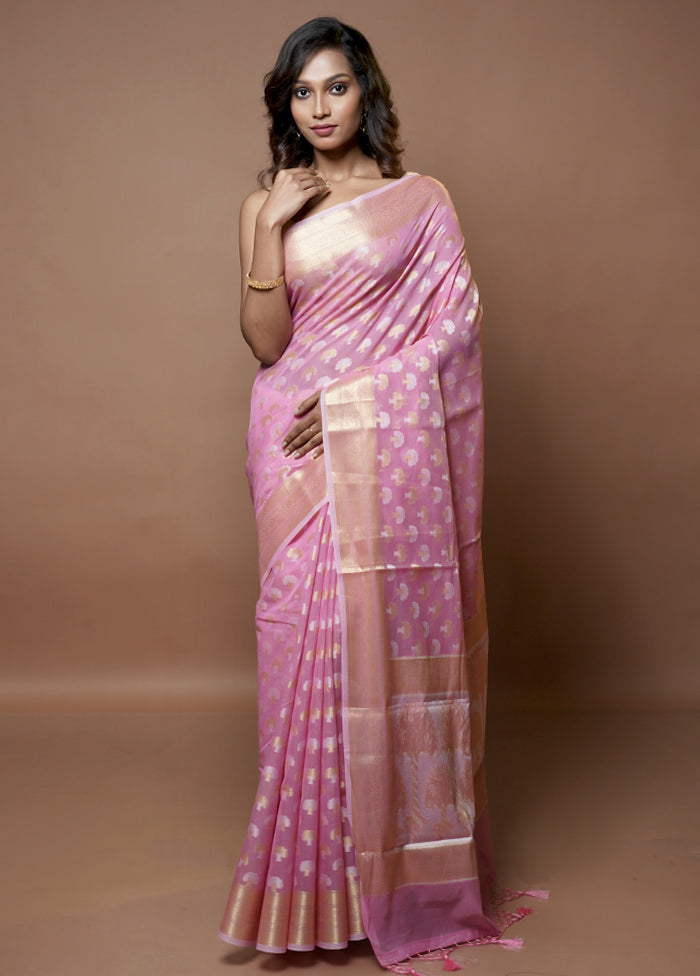 Purple Cotton Saree With Blouse Piece