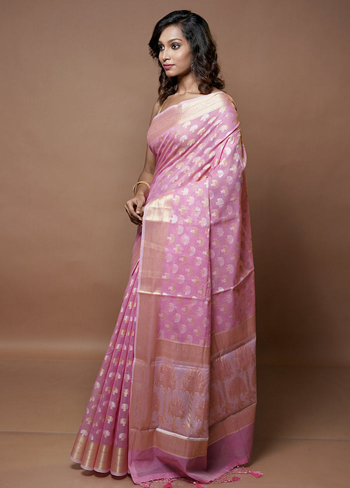 Purple Cotton Saree With Blouse Piece