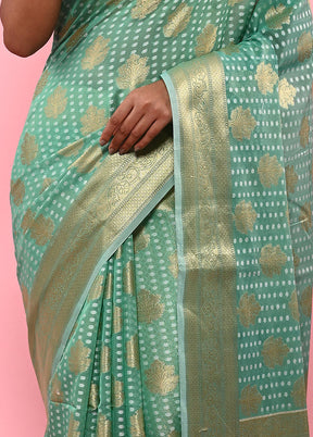 Green Cotton Saree With Blouse Piece - Indian Silk House Agencies