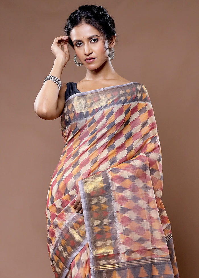 Cream Pure Cotton Saree With Blouse Piece - Indian Silk House Agencies