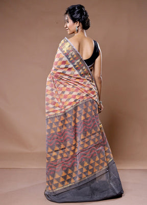 Cream Pure Cotton Saree With Blouse Piece - Indian Silk House Agencies