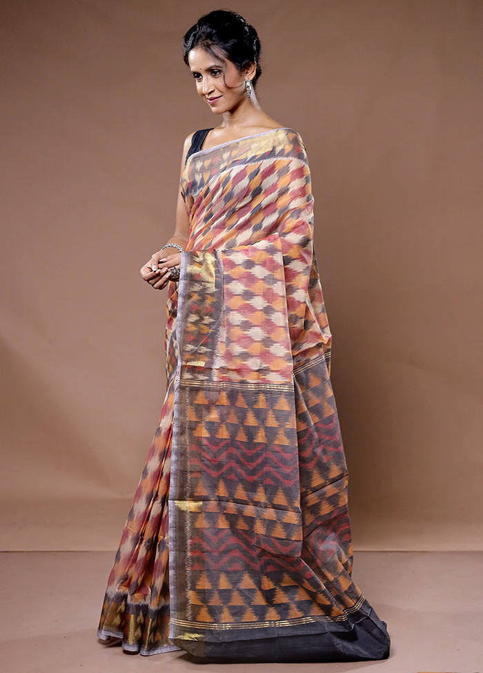 Cream Pure Cotton Saree With Blouse Piece - Indian Silk House Agencies