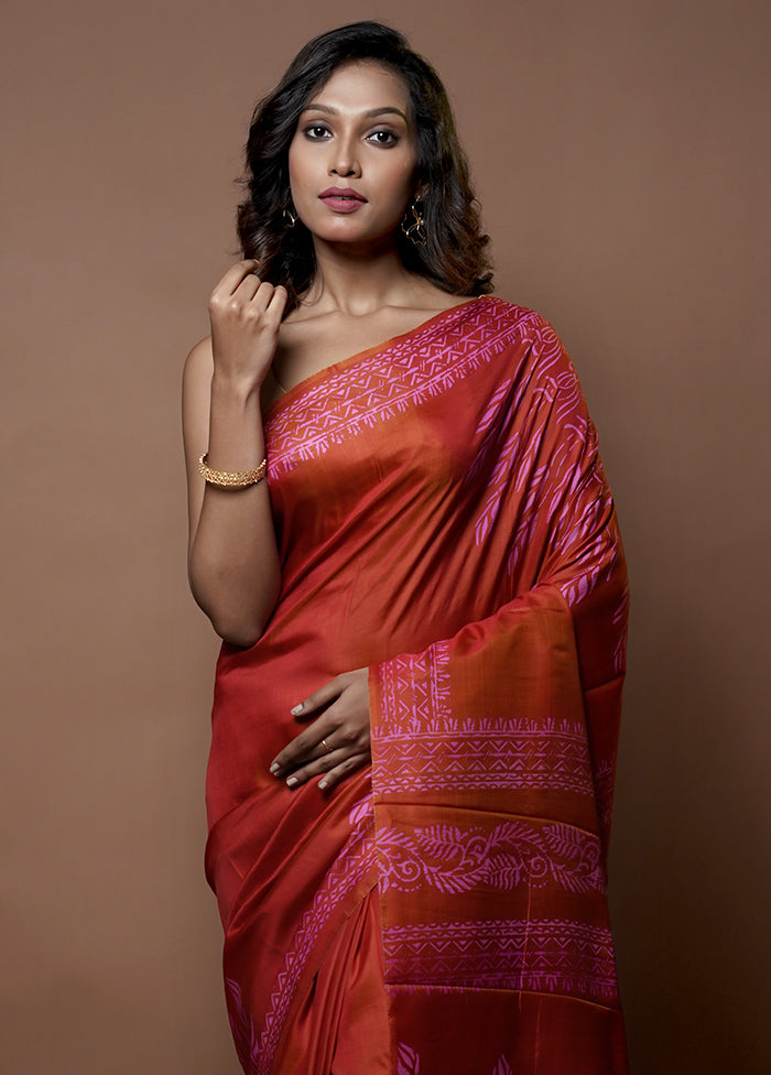 Multicolor Printed Pure Silk Saree Without Blouse Piece