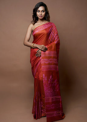 Multicolor Printed Pure Silk Saree Without Blouse Piece