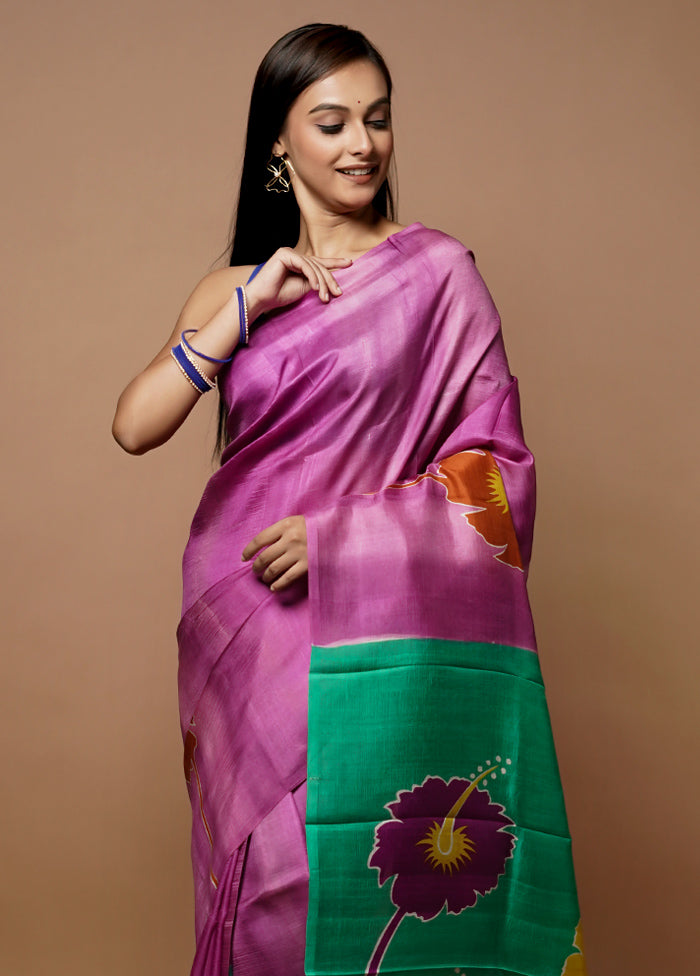 Rust Printed Pure Silk Saree Without Blouse Piece