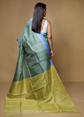 Green Printed Pure Silk Saree Without Blouse Piece