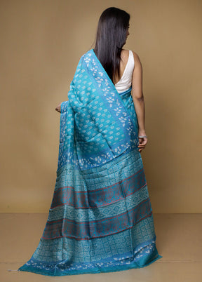 Green Printed Pure Silk Saree Without Blouse Piece