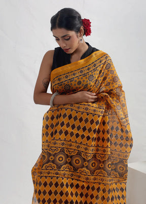 Yellow Chanderi Cotton Saree With Blouse Piece - Indian Silk House Agencies