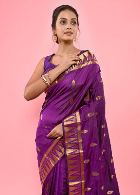 Purple Kanjivaram Silk Saree With Blouse Piece - Indian Silk House Agencies