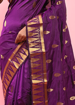 Purple Kanjivaram Silk Saree With Blouse Piece - Indian Silk House Agencies