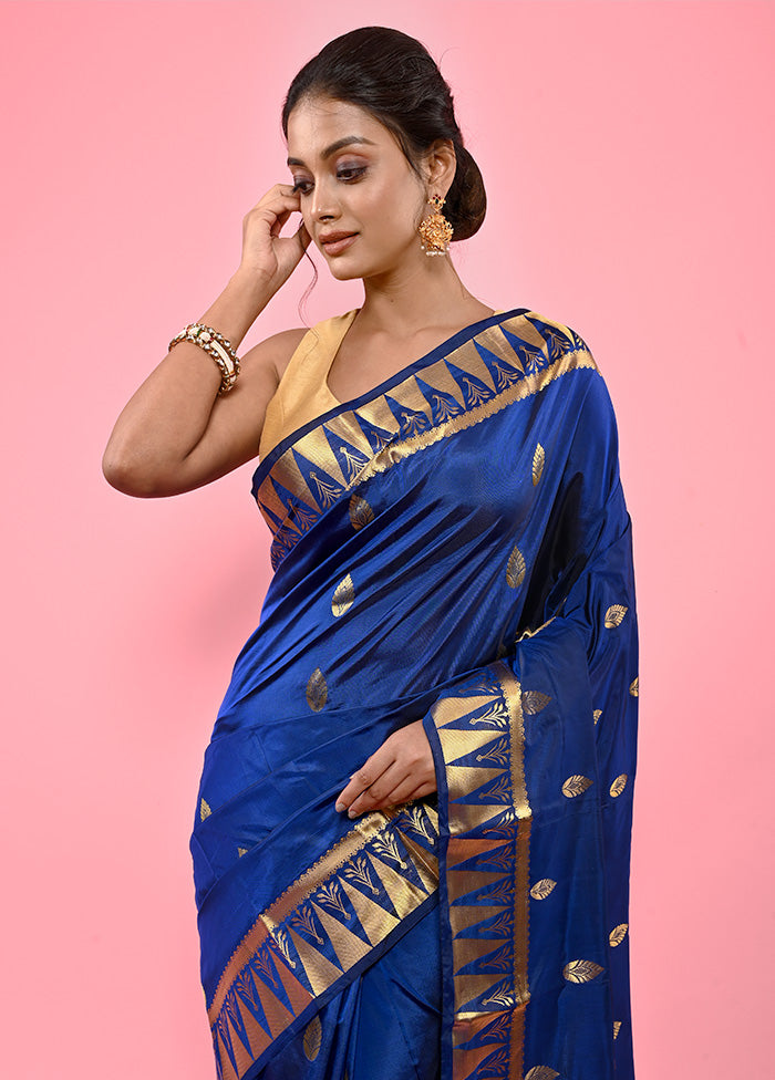 Blue Kanjivaram Silk Saree With Blouse Piece - Indian Silk House Agencies