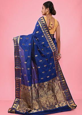 Blue Kanjivaram Silk Saree With Blouse Piece - Indian Silk House Agencies