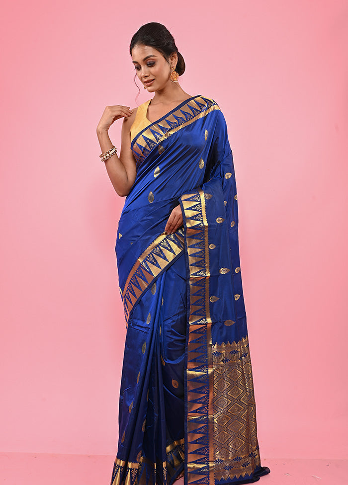 Blue Kanjivaram Silk Saree With Blouse Piece - Indian Silk House Agencies