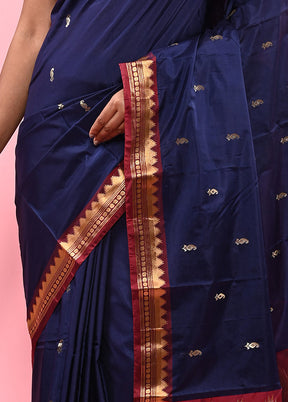 Blue Kanjivaram Silk Saree With Blouse Piece - Indian Silk House Agencies