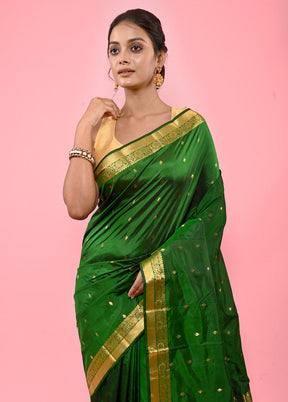 Green Kanjivaram Silk Saree With Blouse Piece - Indian Silk House Agencies