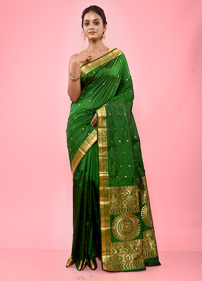 Green Kanjivaram Silk Saree With Blouse Piece - Indian Silk House Agencies