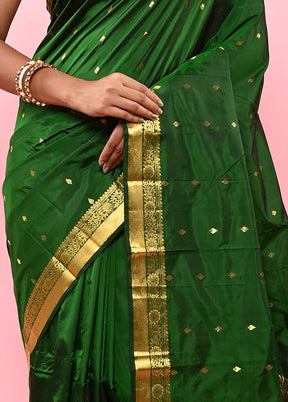 Green Kanjivaram Silk Saree With Blouse Piece - Indian Silk House Agencies