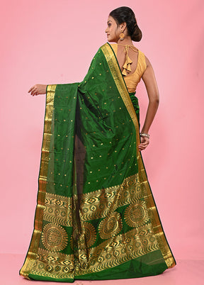 Green Kanjivaram Silk Saree With Blouse Piece - Indian Silk House Agencies