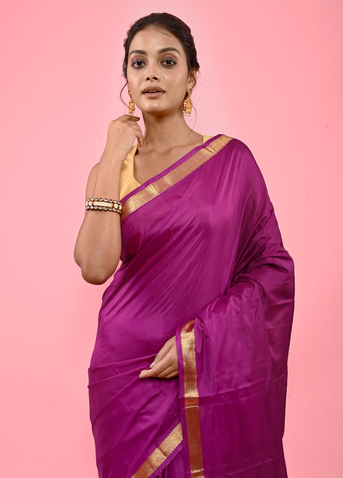 Purple Kanjivaram Silk Saree With Blouse Piece - Indian Silk House Agencies