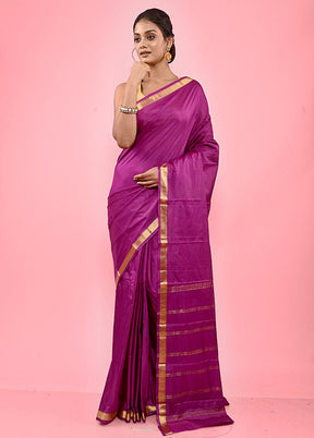 Purple Kanjivaram Silk Saree With Blouse Piece - Indian Silk House Agencies