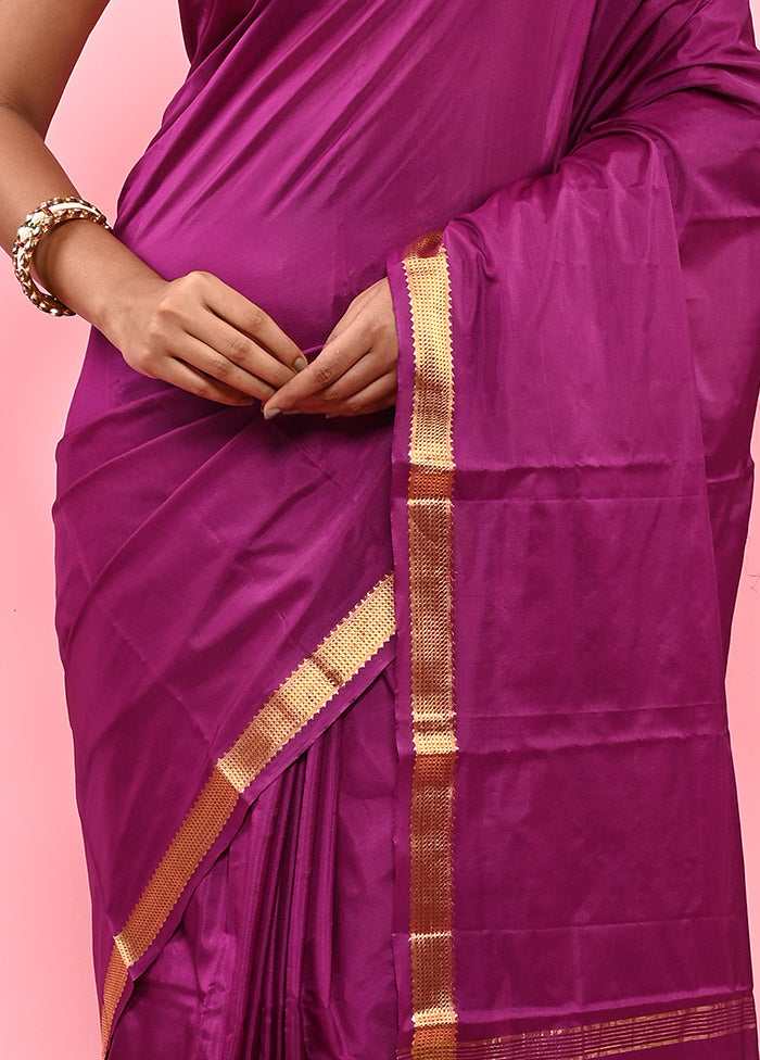 Purple Kanjivaram Silk Saree With Blouse Piece - Indian Silk House Agencies