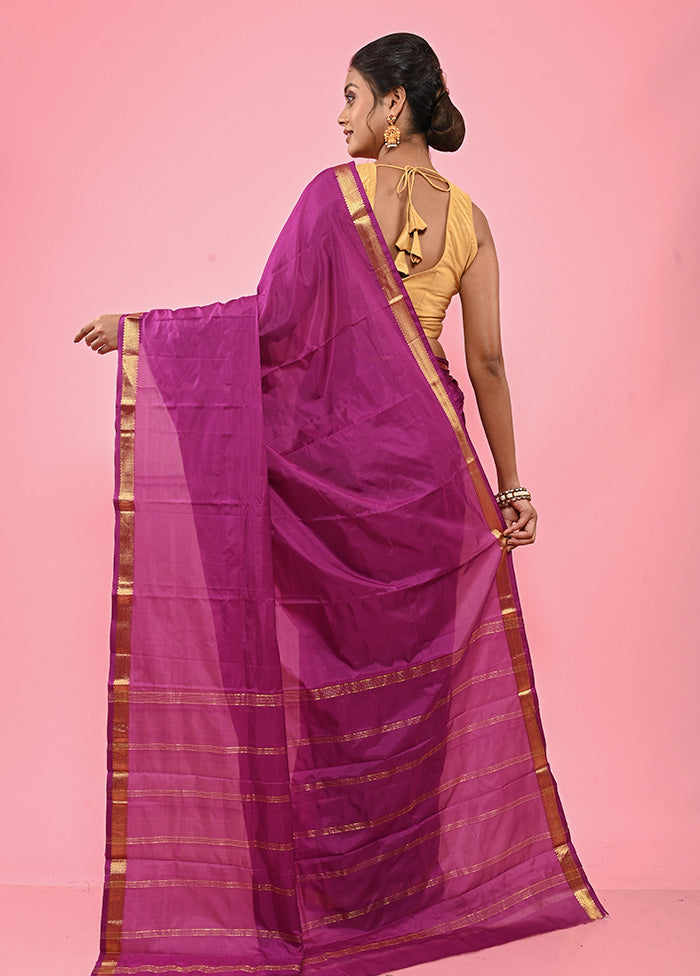 Purple Kanjivaram Silk Saree With Blouse Piece - Indian Silk House Agencies