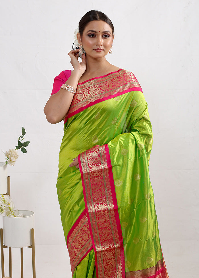 Green Kanjivaram Pure Silk Saree With Blouse Piece - Indian Silk House Agencies