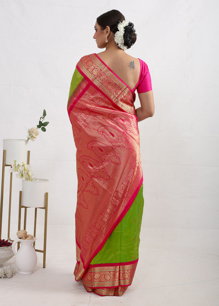 Green Kanjivaram Pure Silk Saree With Blouse Piece - Indian Silk House Agencies