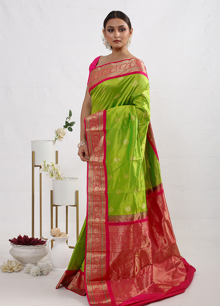 Green Kanjivaram Pure Silk Saree With Blouse Piece - Indian Silk House Agencies