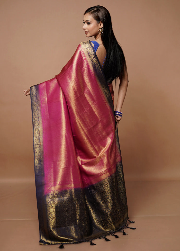 Pink Dupion Silk Saree With Blouse Piece