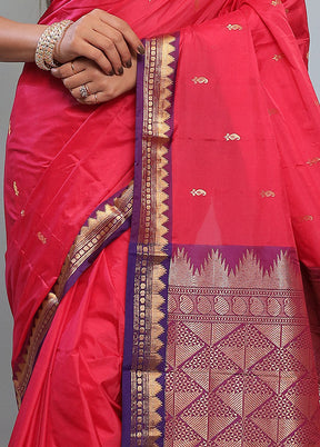 Pink Kanjivaram Silk Saree With Blouse Piece - Indian Silk House Agencies