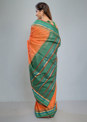 Rust Kanjivaram Silk Saree With Blouse Piece - Indian Silk House Agencies