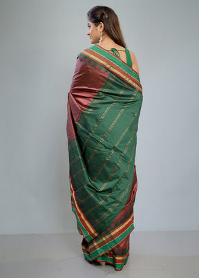 Rosewood Kanjivaram Silk Saree With Blouse Piece - Indian Silk House Agencies