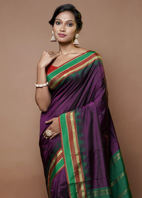 Purple Kanjivaram Silk Saree With Blouse Piece