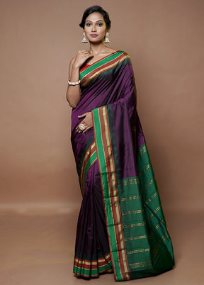 Purple Kanjivaram Silk Saree With Blouse Piece