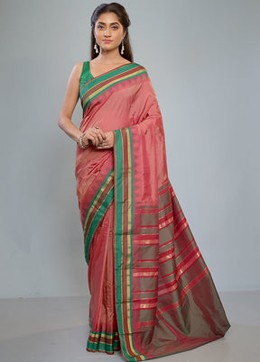 Pink Kanjivaram Silk Saree With Blouse Piece - Indian Silk House Agencies